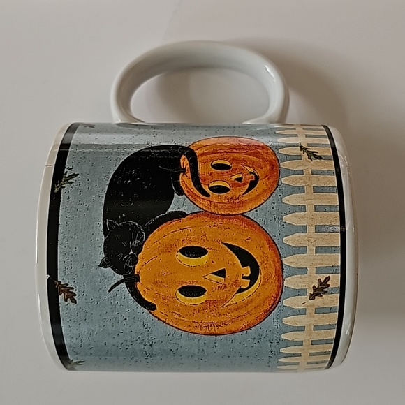 S/3 Vintage Warren Kimble "Pumpkin Dreams" Black Cat and Jack-o'-lantern Mugs - Picture 7 of 13